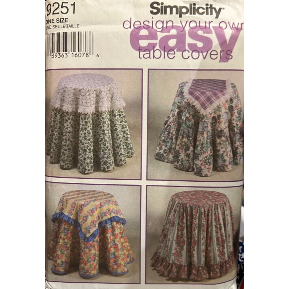 #9251 Simplicity Design Your Own Table Covers, Toppers, Runners Sewing Pattern